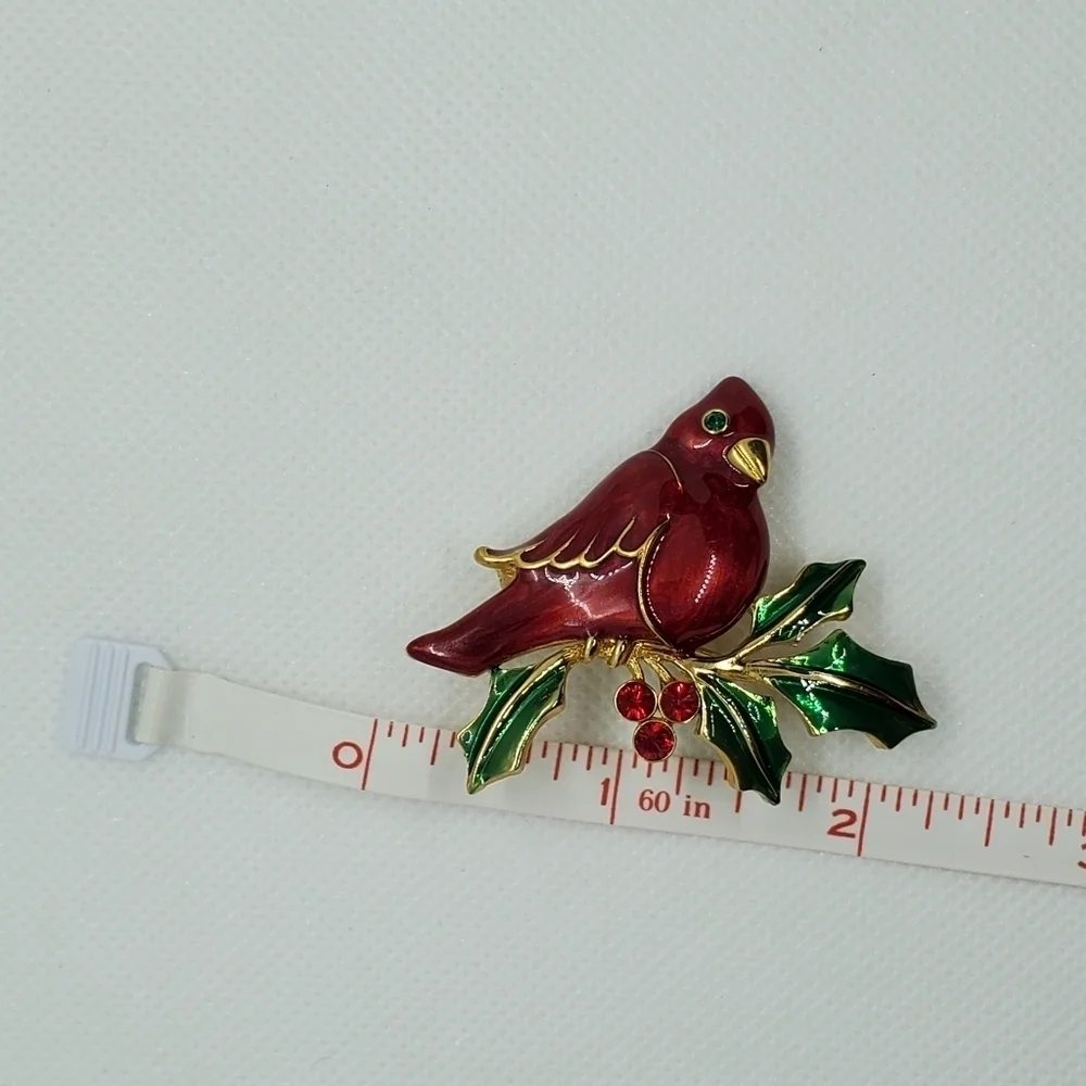 Red Bird Holly Berry Pin Brooch